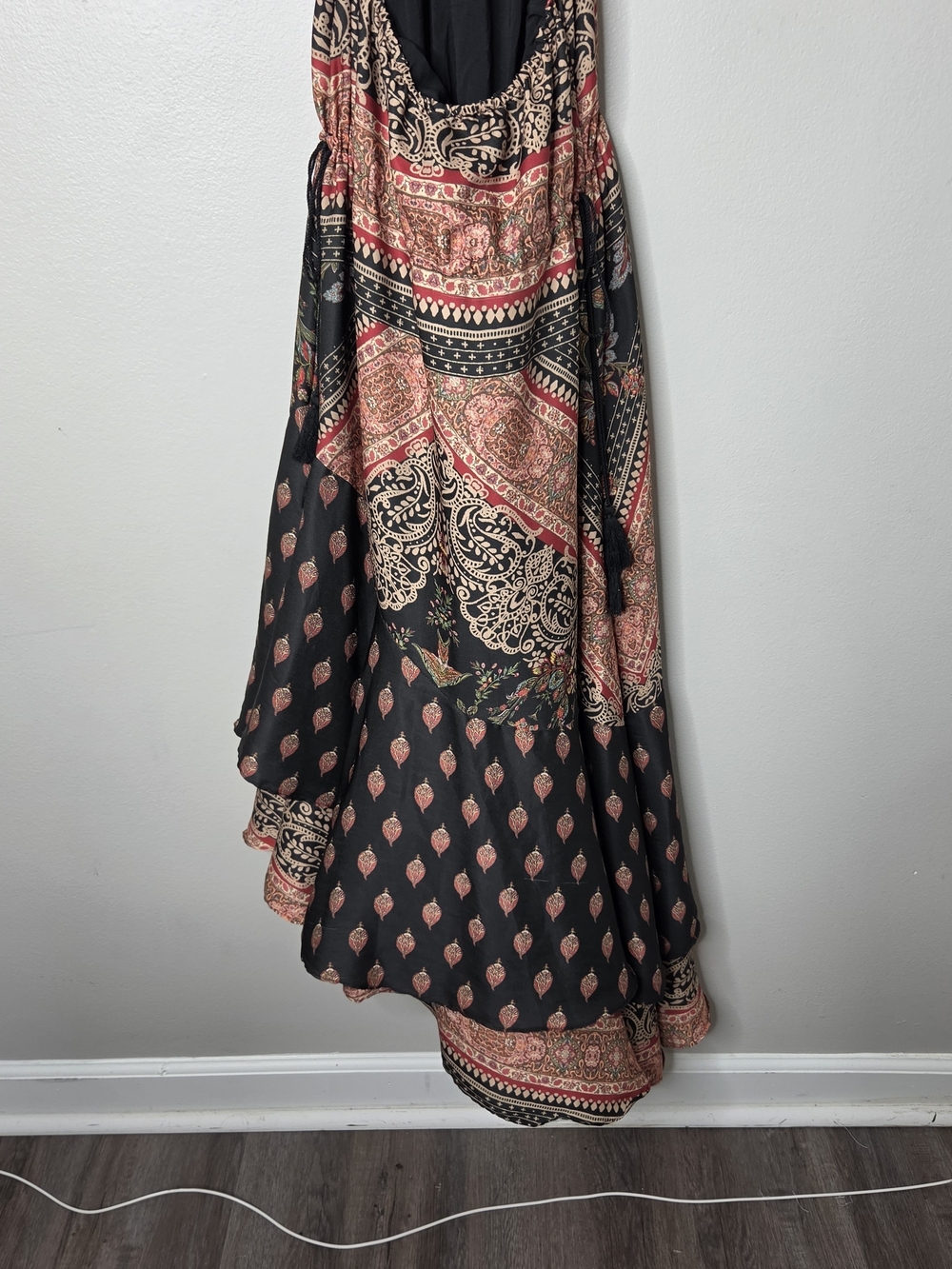 Free People Silk Halter Style Backless Assymetrical Hem Flowy Dress - Picture 7 of 9